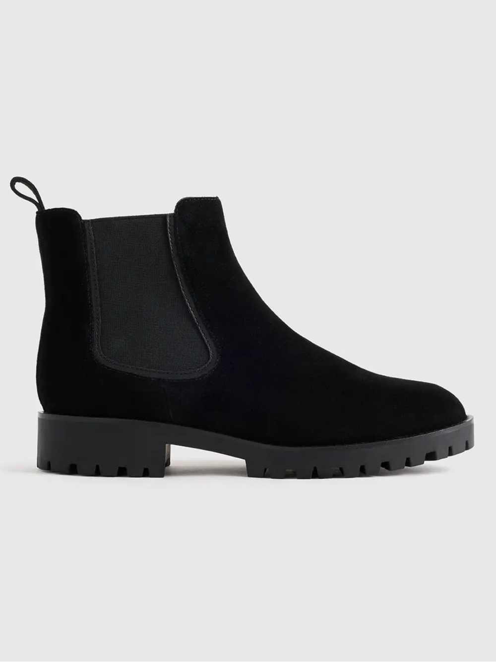 NWT Quince Black Suede Chelsea Lug Sole Ankle Boots - Women Size 10 - Picture 9 of 10